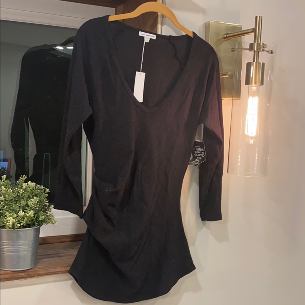 James Perse side rouched 3/4 length sleeve